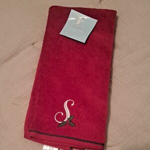 Elegant Red Monogrammed Hand Towels